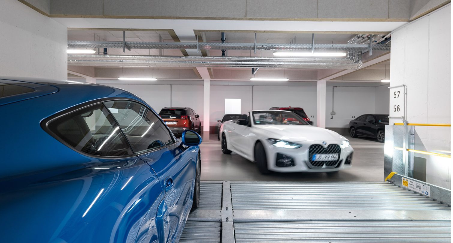 W&ouml;hr Parklift 450 car stacker created for inside installation with pits independant parking