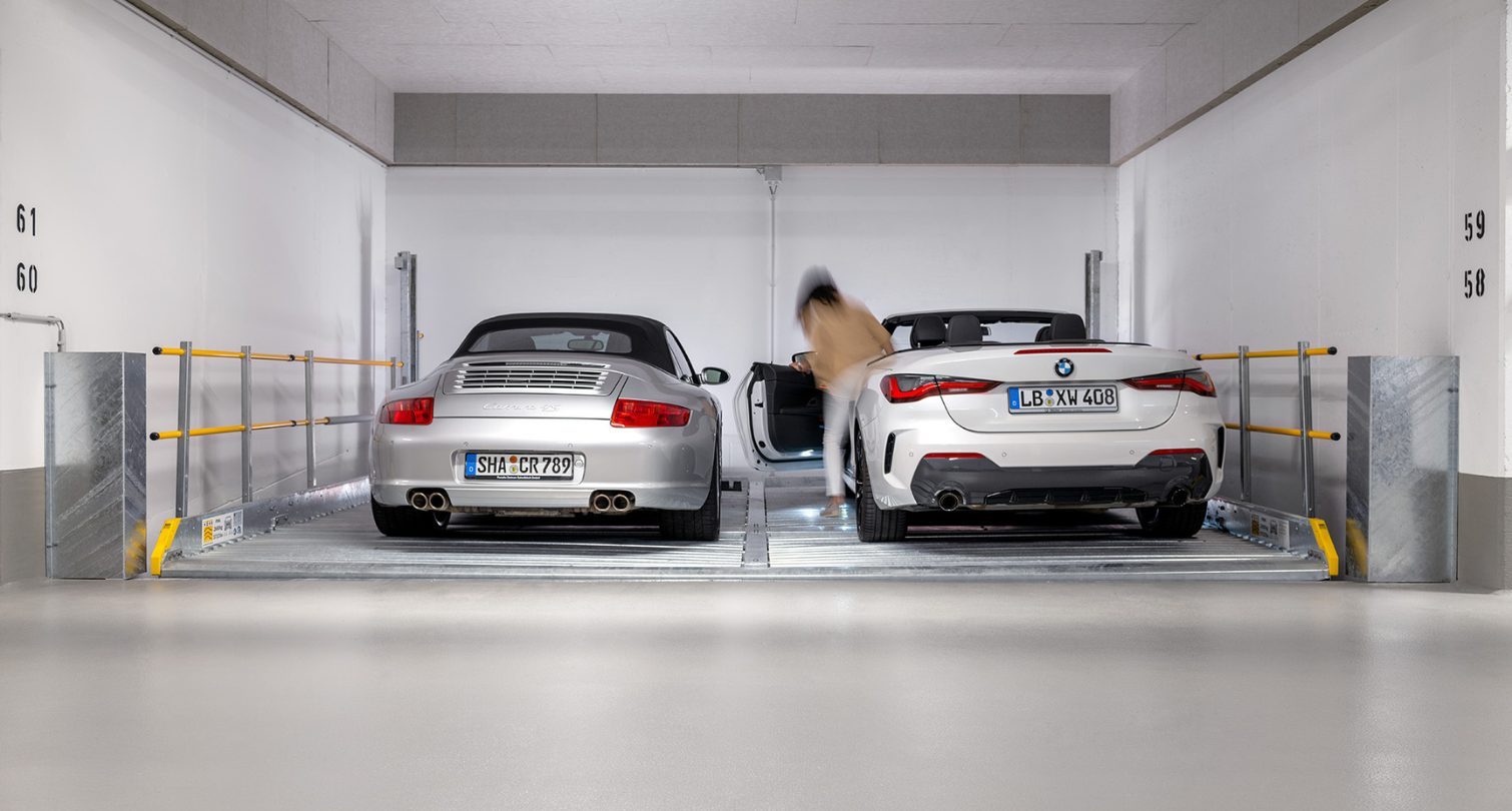 W&ouml;hr Parklift 450 car stacker created for inside installation with pits independant parking