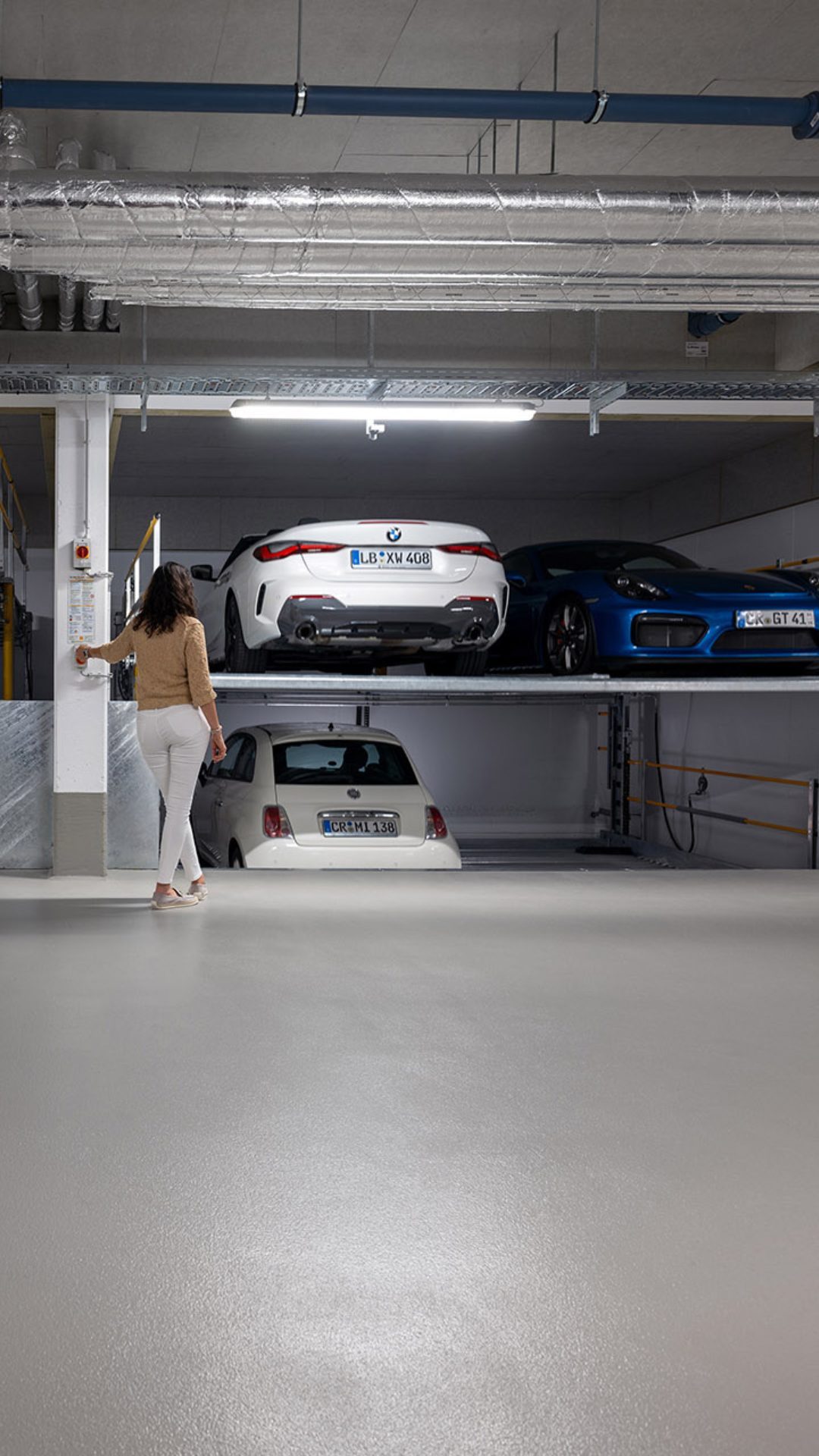 W&ouml;hr Parklift 450 car stacker created for inside installation with pits independant parking